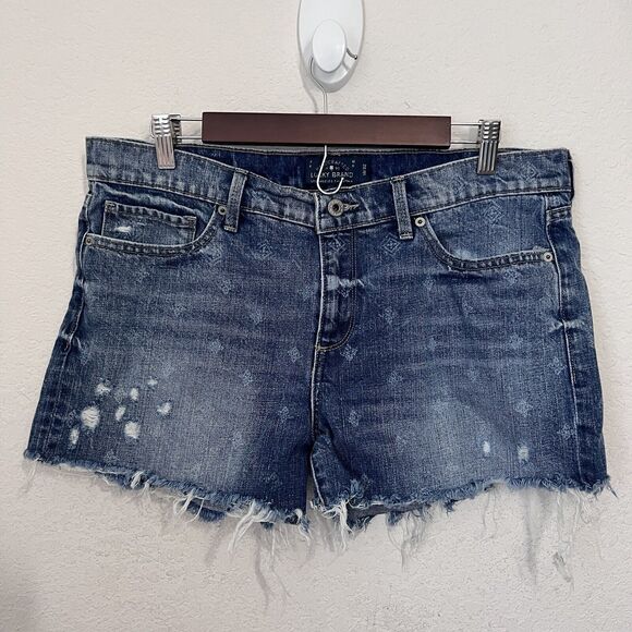 Lucky Brand Pants - Lucky Brand Women’s Cut Off Shorts Size 32 / 14 Blue Mid Rise Distressed 3in